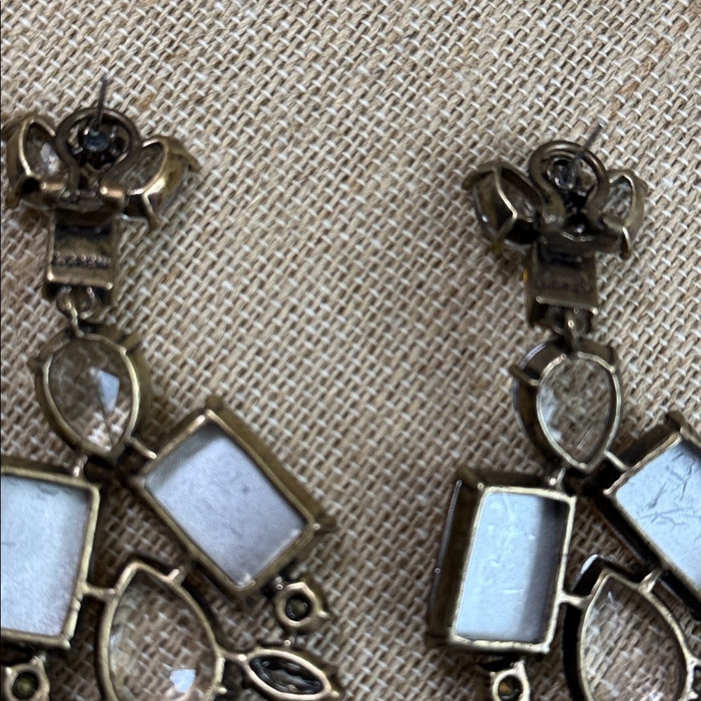 J. Crew Yellow and Clear Crystal Statement Drop Earrings - Picture 4 of 4